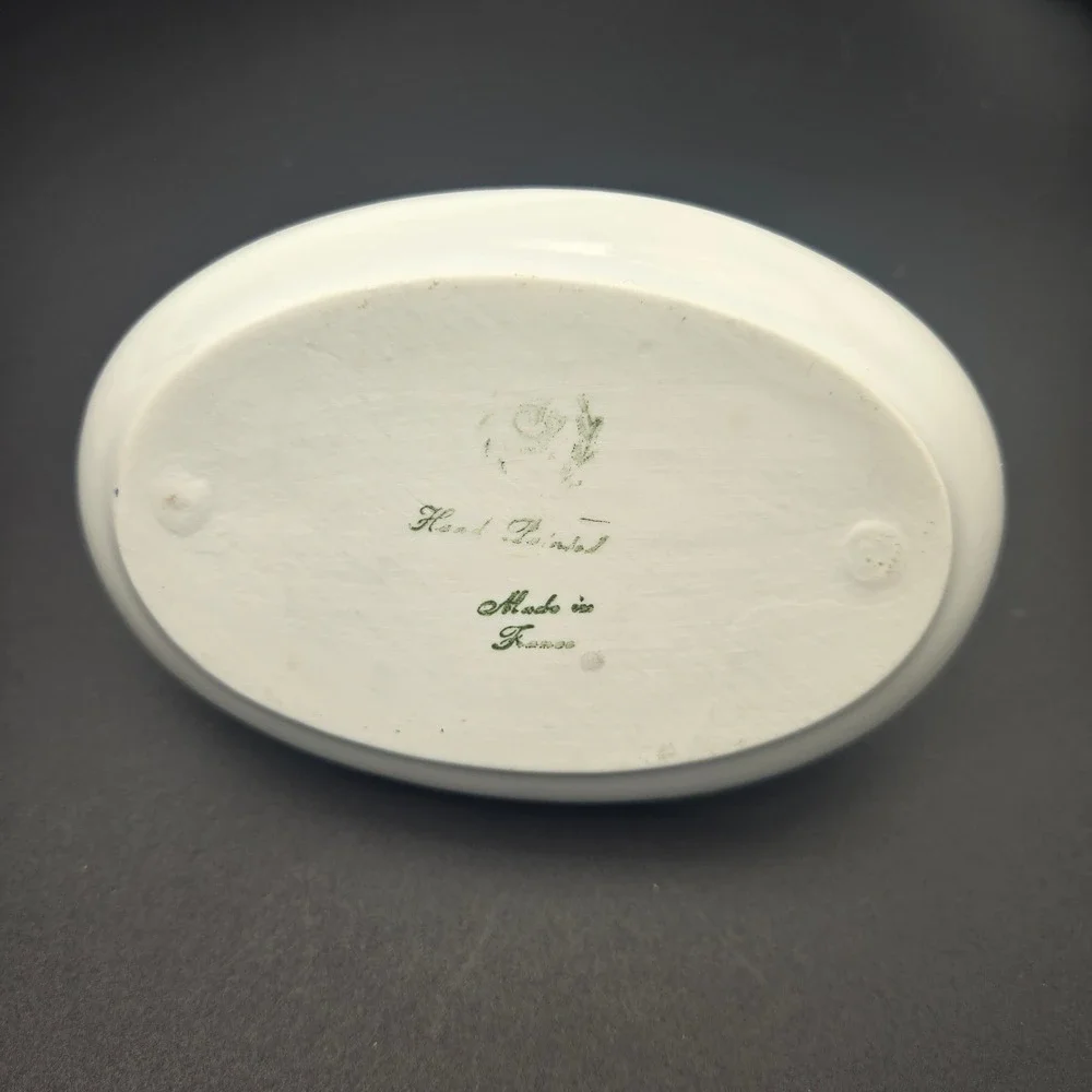 Vintage Porcelain Mini Hand Ring Holder Dish White Gold‎ Trim Made in France 5